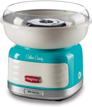 Ariete 2973 - cotton candy party time - macchina per zucchero filato compatibile con zucchero semolato e caramelle dure - 500 watt - celeste