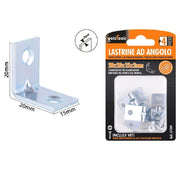 Trade Shop - Set 4 Pezzi Lastrine Lastrina Ad Angolo 20x20x15x2mm Con Viti Per Mobili 57109 -