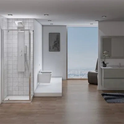 Box doccia angolare 70x80 cm con porta battente in cristallo trasparente Ted