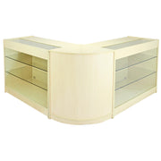 Set Horizon con 3 Banconi da Negozio e Reception con Finitura in Acero Laminato