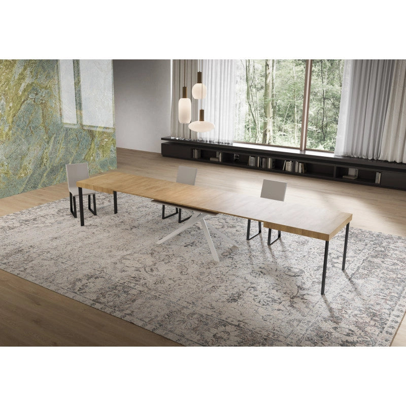 Tavolo allungabile 160/420x90 cm Niket telaio Bianche - Quercia Natura