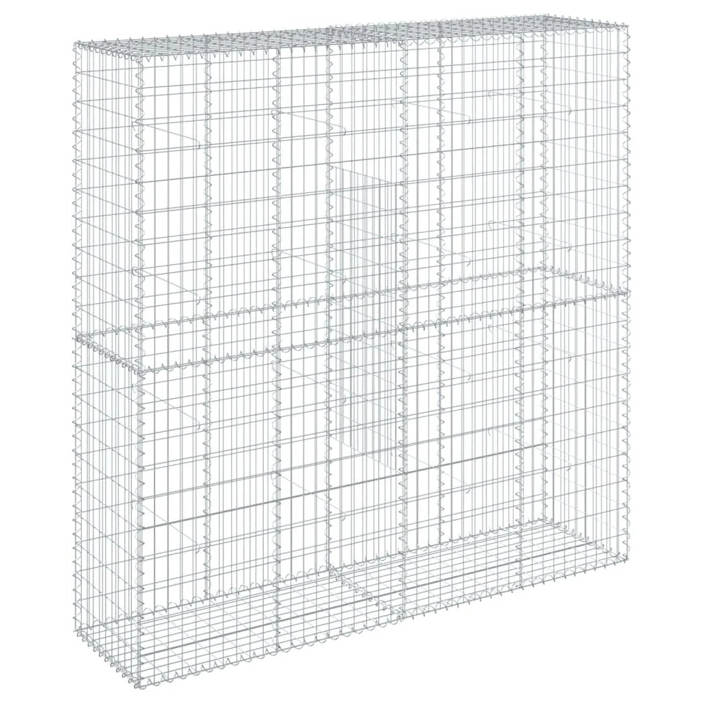 Gabbione recinto a gabbia muro di contenimento con coperchio 200 x 50 x 200 cm ferro zincato argento 02_0040145