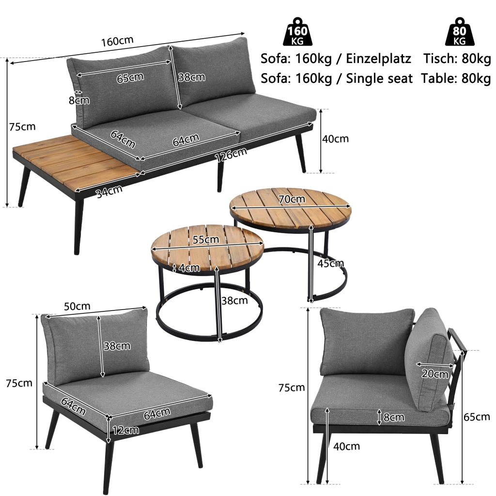 Set Salotto da Giardino 6 Pezzi con Tavolo ¨C MINIMAL ¨C Polyrattan, Esterno, Antracite