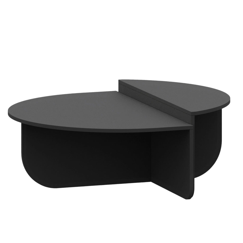 Tavolino Basso da Salotto Tondesdaslo con 2 Piani Semicircolari di Diverse Misure - Grigio Scuro [en.casa]
