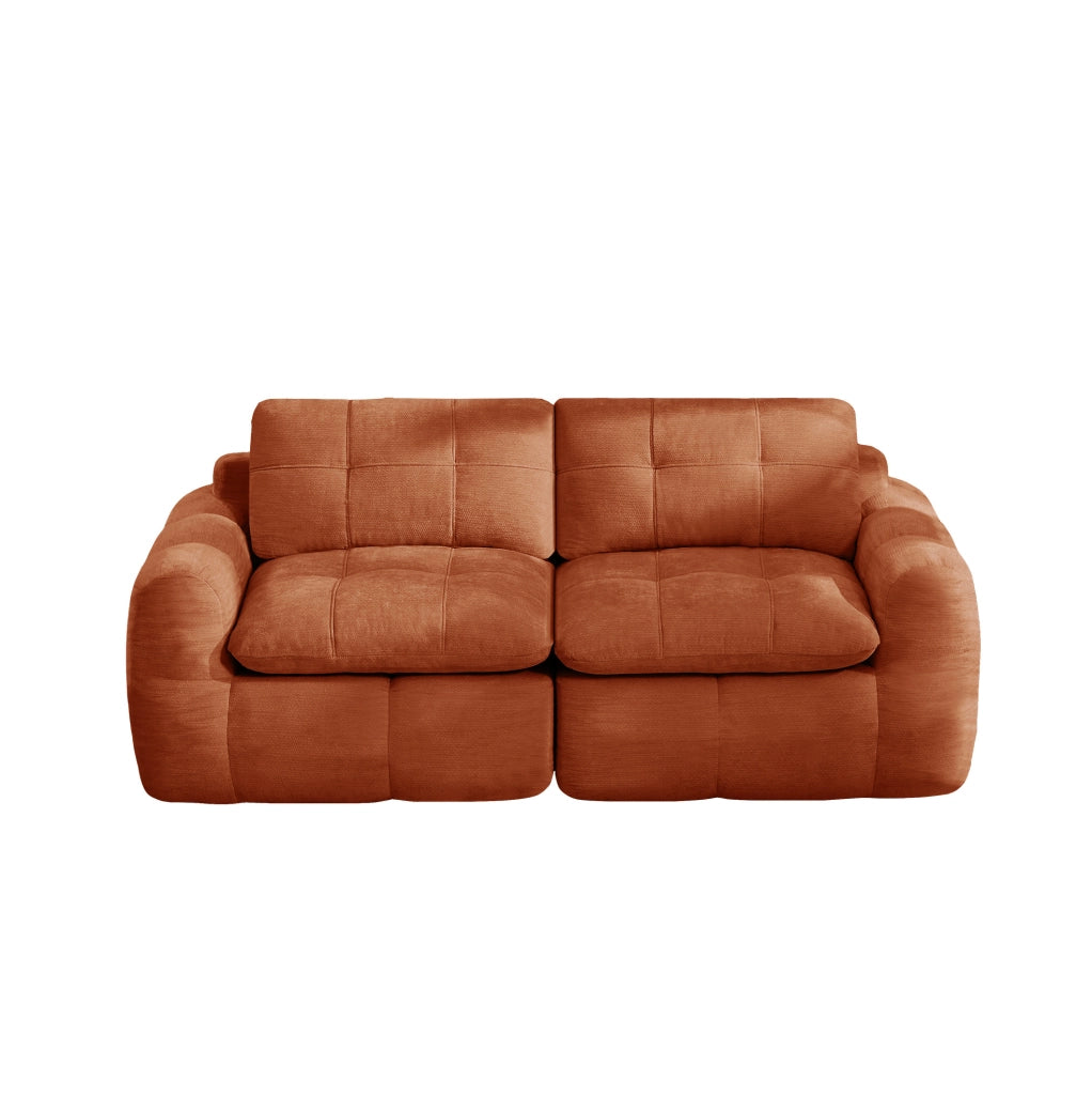 Divano modulare 2 posti 194x97 cm arancione in chenille; seduta profonda