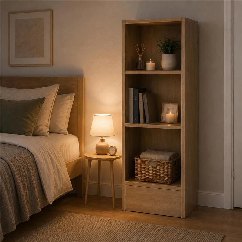 LIBRERIA IN LEGNO CON 3 RIPIANI COLORE ROVERE DIMENSIONI 60X24X120 CM