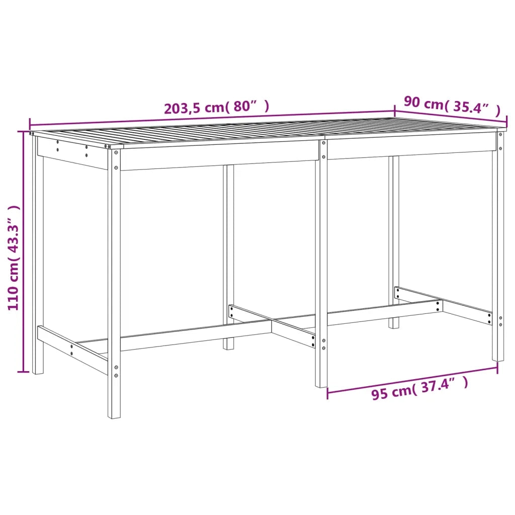 Set Bar da Giardino 9 pz Bianco in Legno Massello di Pino