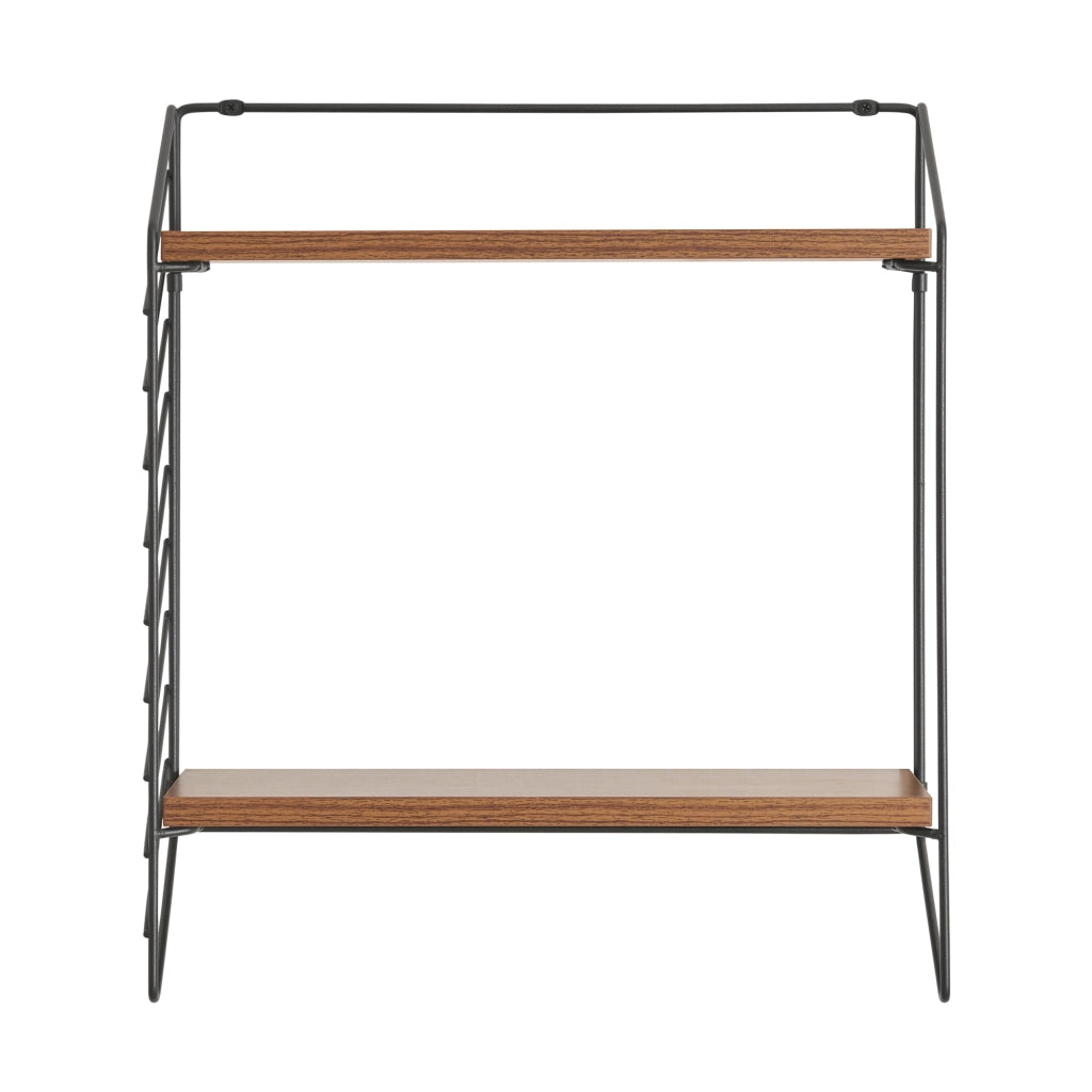 Scaffale da Parete Bømlo 47,5 x 42 x 14 cm Nero / Effetto Noce [en.casa]