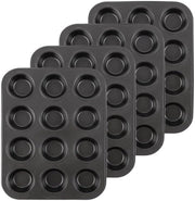 Set di 4 forme per muffin in acciaio inossidabile - 363 x 265 x 3 cm - Antiaderente - Cucina per muffin, cupcake, brownie, torta, budino