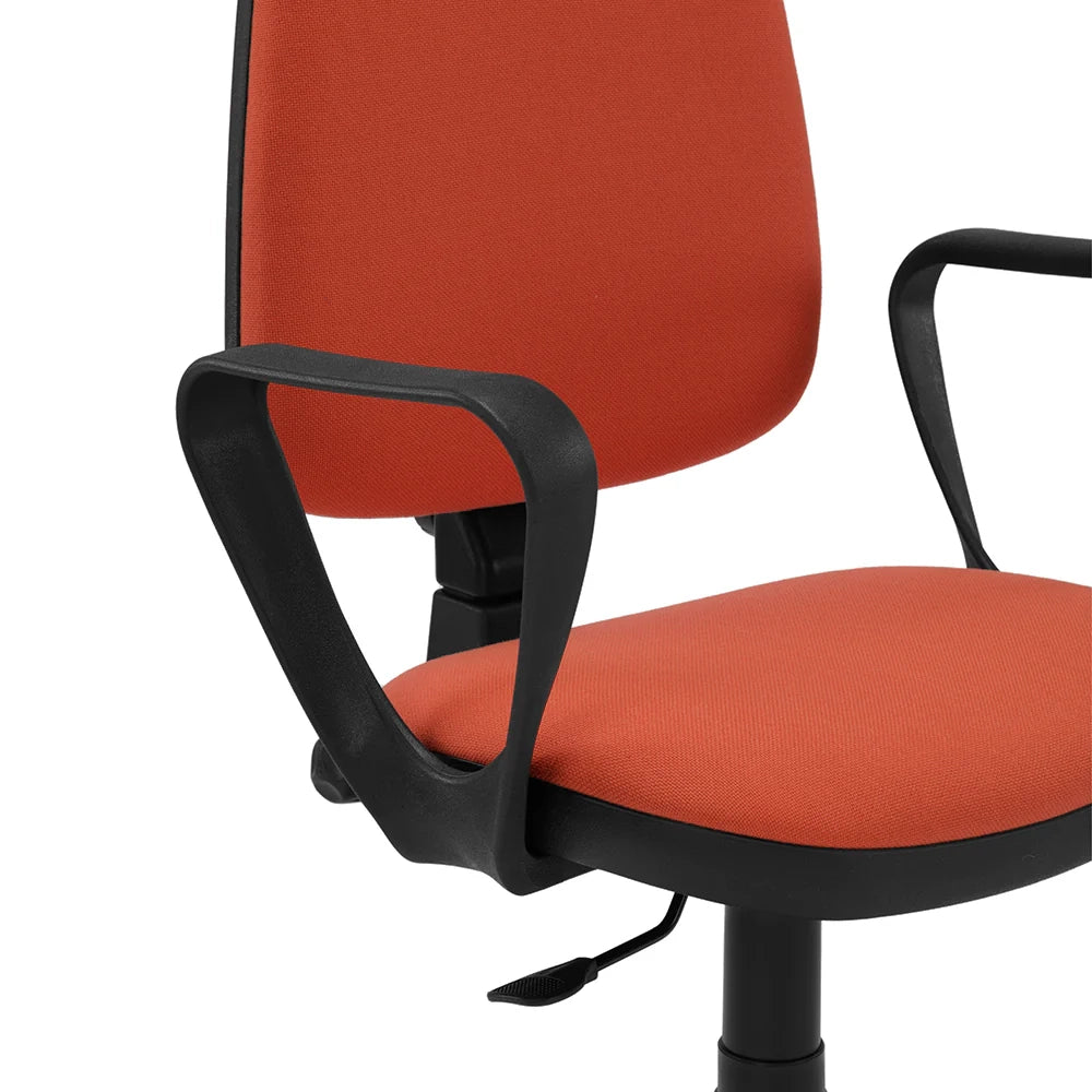 Sedia Girevole da Ufficio MADE IN ITALY America con schienale alto e seduta imbottita, sistema di elevazione regolabile a gas, colore Rosso
