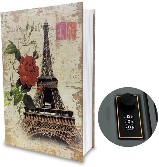 Cassa Segreta con Chiusura a Cifrario - Scatola di Nascosto per Oggetti di Valore - Dimensioni 24 x 15,5 x 5,5 cm - Robusta e Duratura - Adatta per la Casa e i Viaggi - Cassetto Segreto