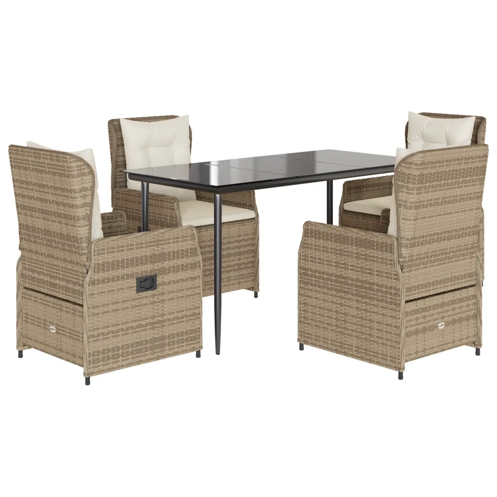 vidaXL Set da Pranzo da Giardino 5 pz con Cuscini Beige in Polyrattan