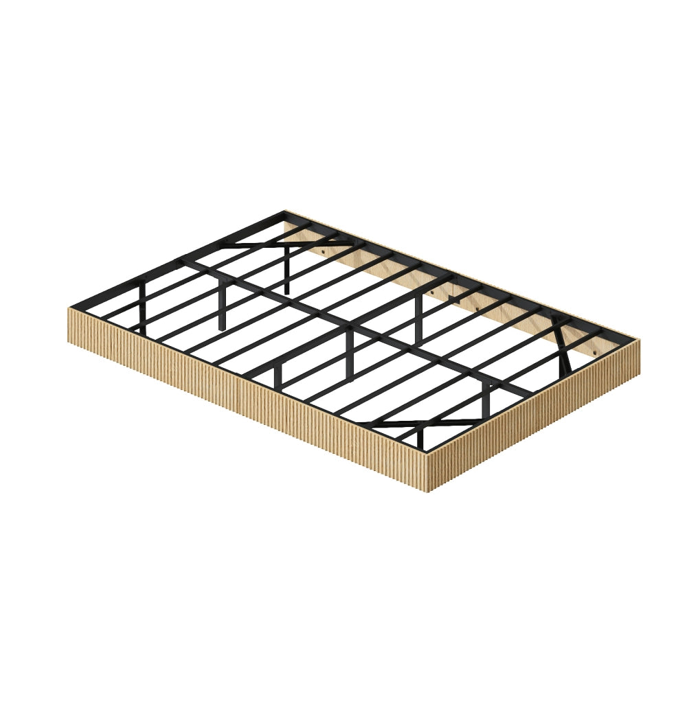 Letto 200x140x25 cm con design sospeso e LED RGB; in ferro e truciolare; naturale