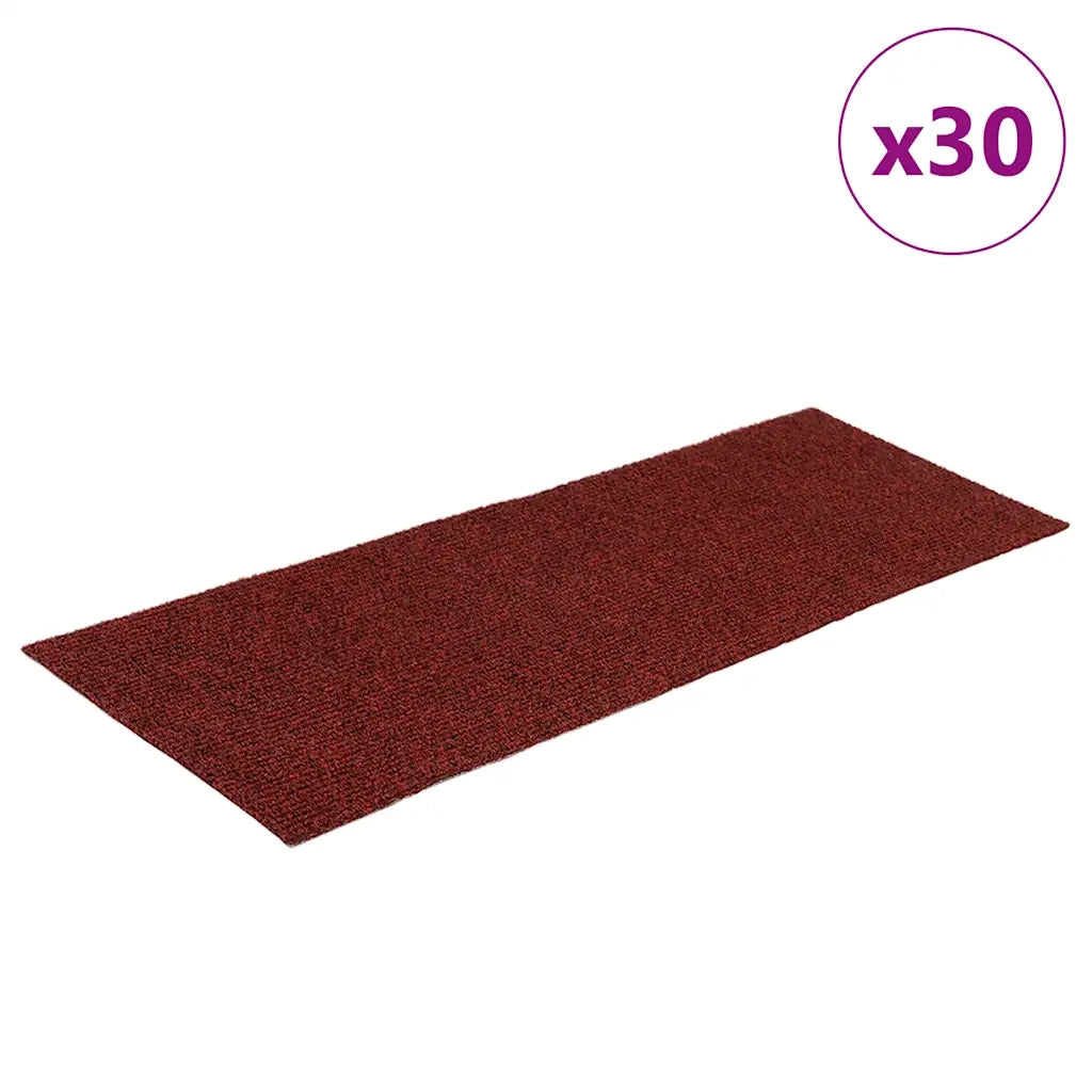 Tappetini per scale autoadesivi 30 pz 60x25 cm Bordeaux Rosso Rettangolari 3365707