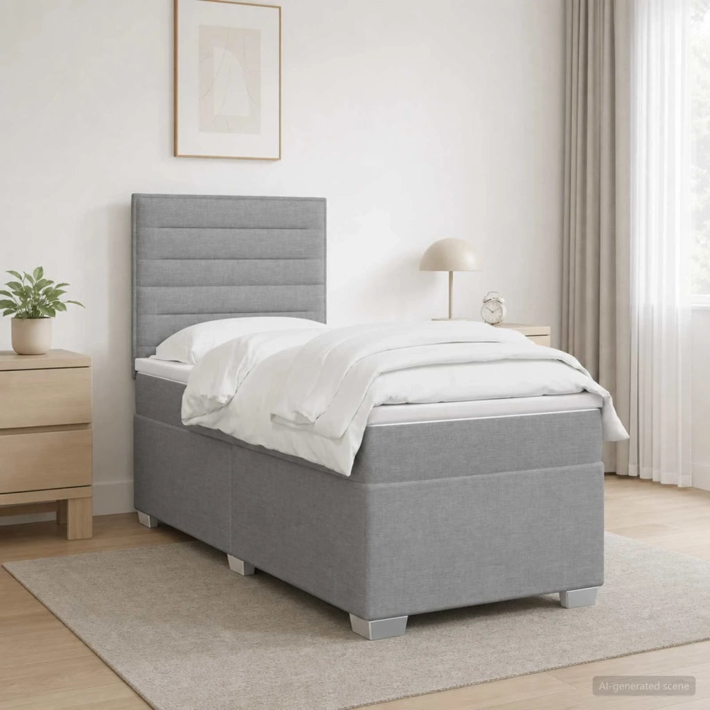 Letto box spring con materasso Grigio Chiaro 100 x 200 cm 3453332