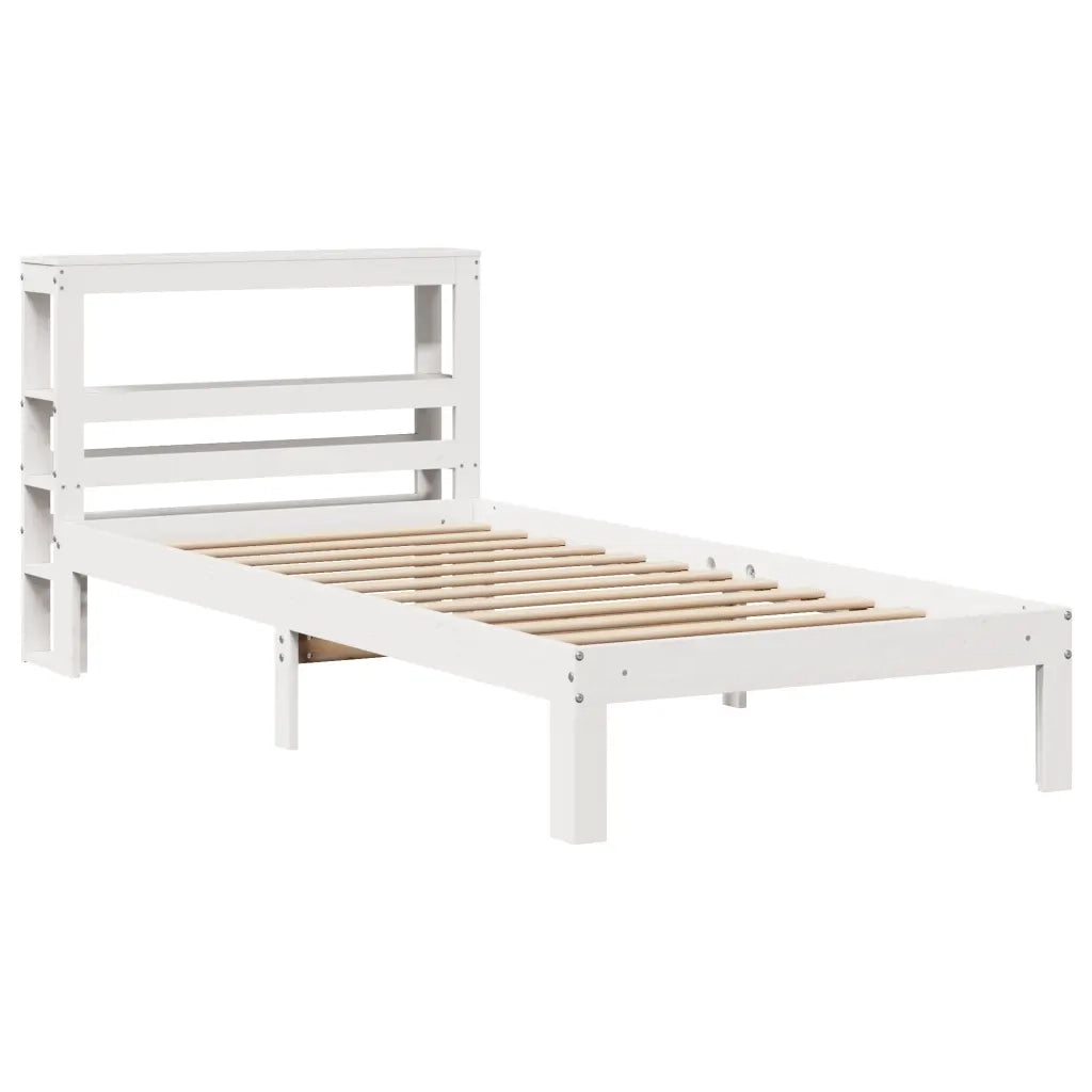 Giroletto con Testiera Bianco 75x190 cm Legno Massello di Pino 3306032