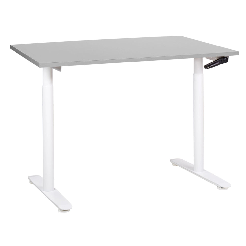 Scrivania regolabile in altezza manualmente grigio e bianco 120 x 72 cm Struttura in acciaio verniciato a polvere