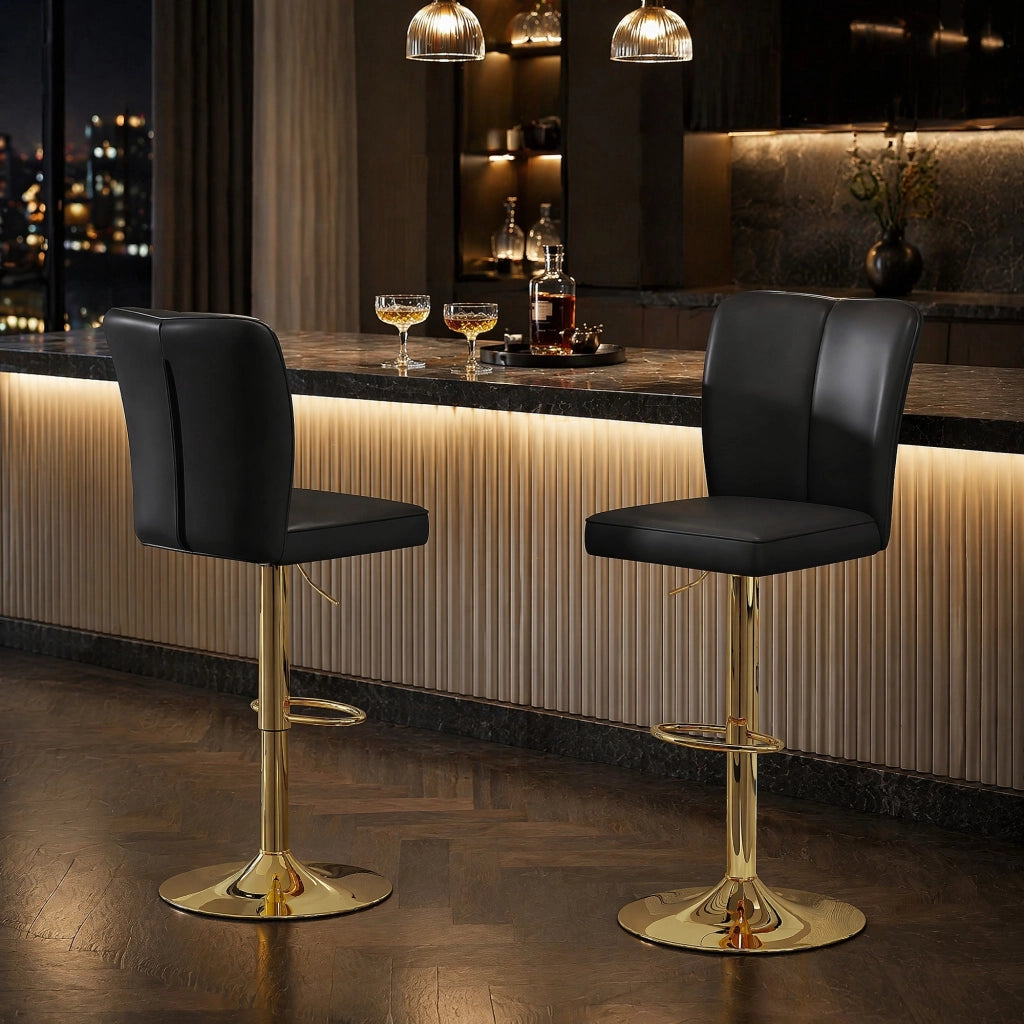 SGABELLO BAR REGOLABILE 95,5-117,5 cm NERO/ORO Set da 2 pezzi