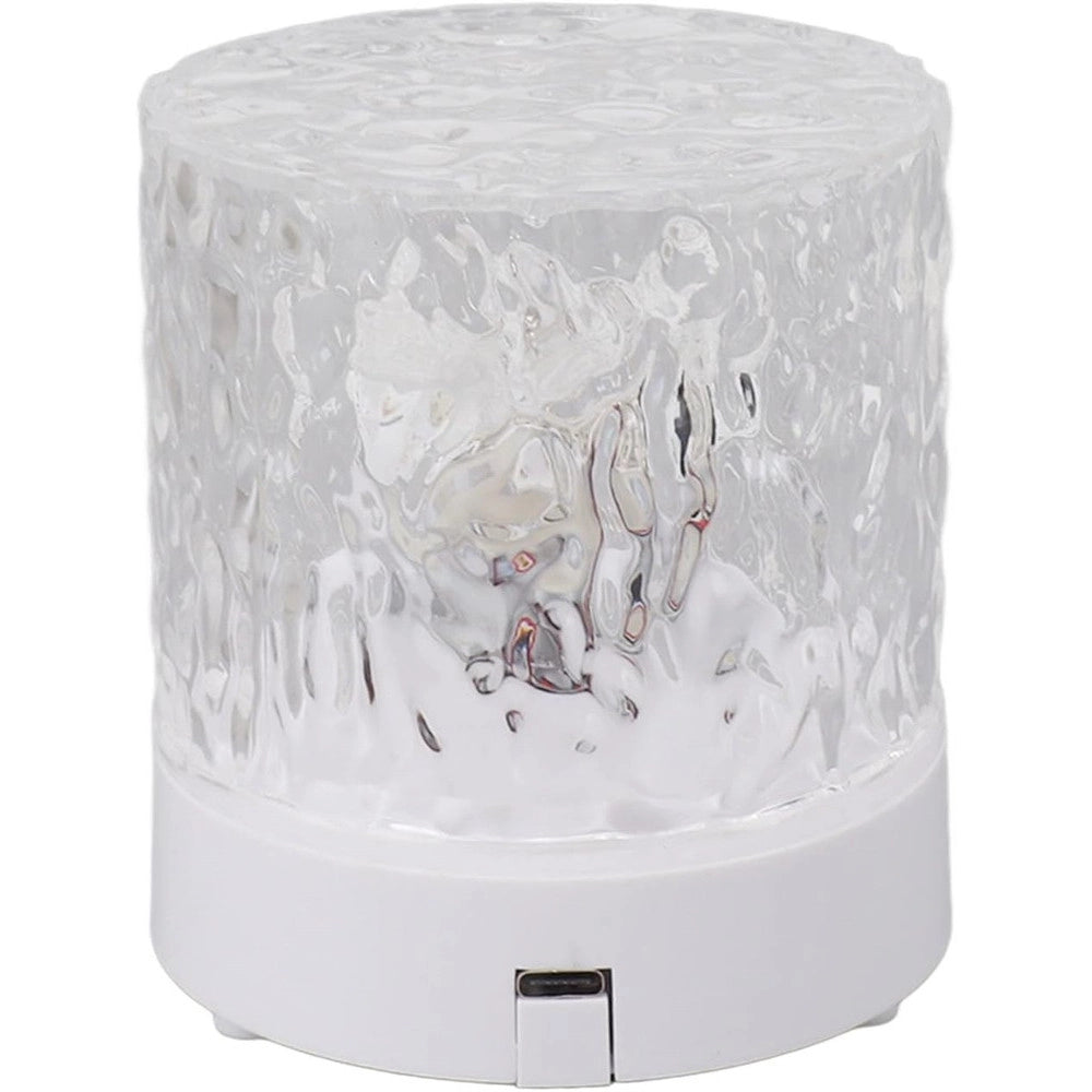 Trade Shop - Lampada Da Tavolo In Cristallo Oceanico Abs Ondulato Usb A 16 Colori Sala Giochi Pranzo -
