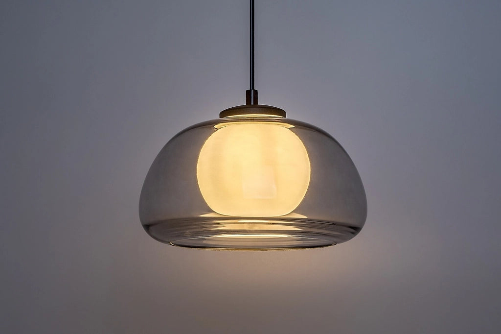 Lampada a sospensione Rabalux Elowen vetro fumè Ø25cm