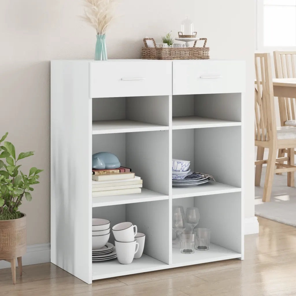 Credenza | Madia | Buffet da pranzo | Armadio da pranzo Bianca 80x42,5x93 cm in Legno Multistrato
