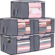 Set di 5 Borse di Stoccaggio per Abbigliamento con Cerniere - per sotto il Letto - Non Tessuto - per Biancheria da Letto - Coperte - Piumoni - 60 x 35 x 40 cm