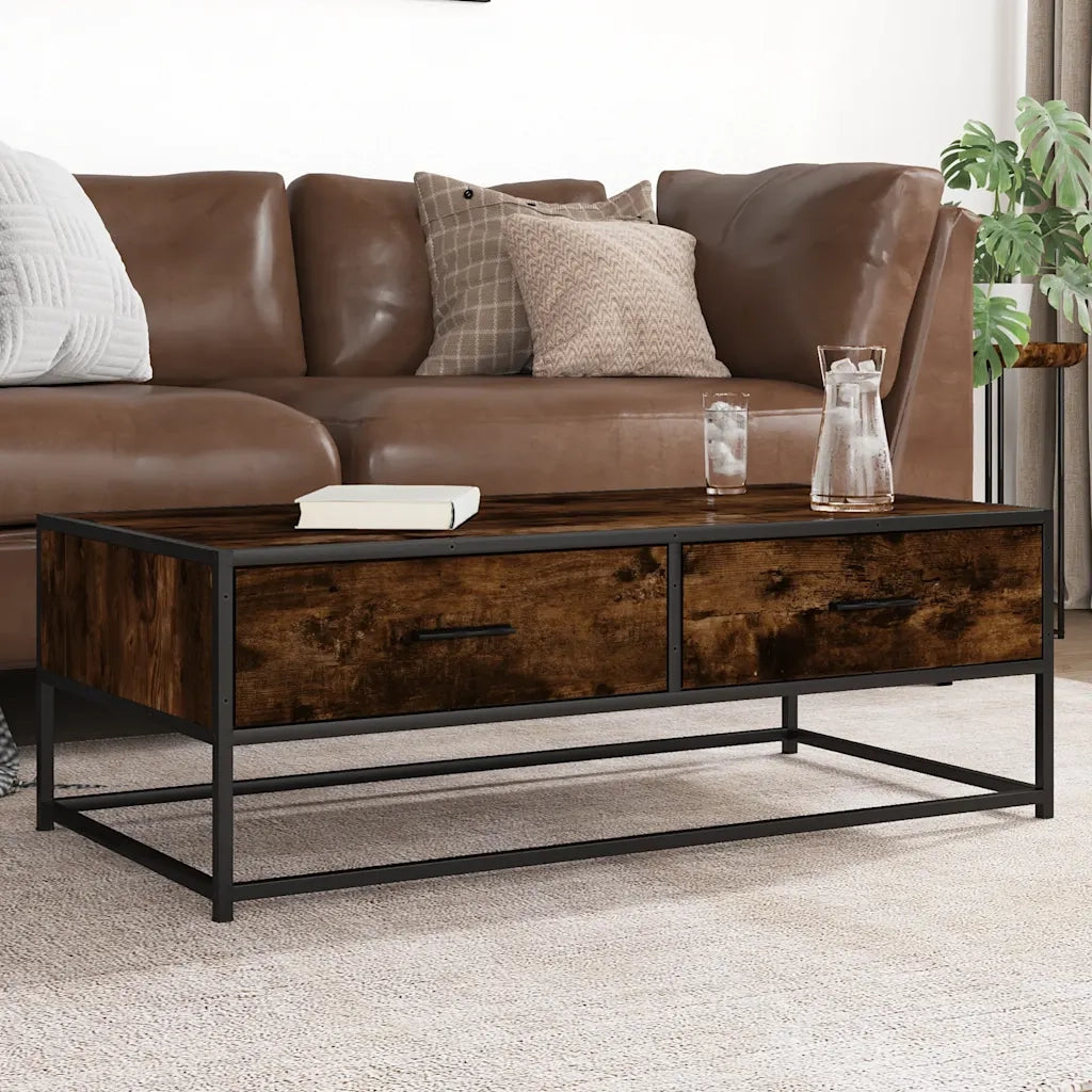 vidaXL Tavolino Salotto Rovere Fumo 100x50x35 cm Multistrato e Metallo