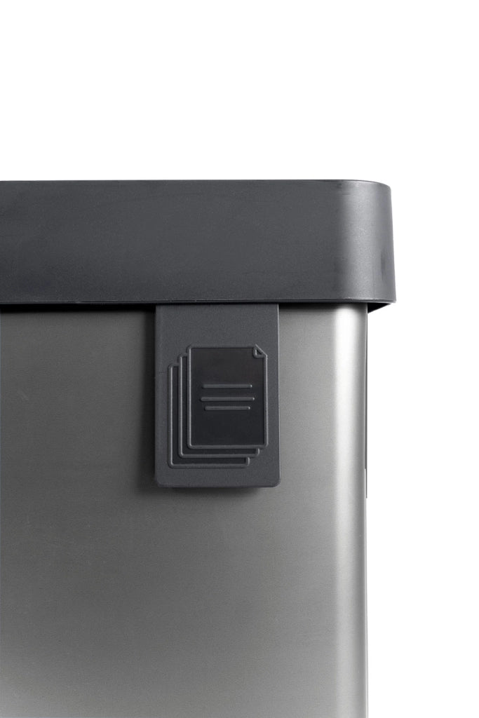 Pattumiera Alta 54L Interno Esterno Keter Verto Recycle 43,5x26,5x68,7 cm con Bordo Copri Sacco in Plastica Grigio Perla