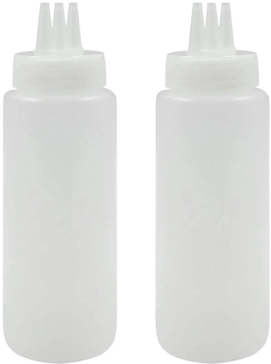 Pacco di 3 Squeeze Flessi 450 ml - Senza Alcol, Con 3 Bocchette per Salse e Dressings