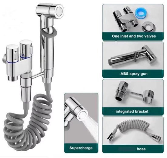 Spazzolino per pulizia di bagni e toilette, doccia manuale per bagni e toilette - finitura galvanizzata