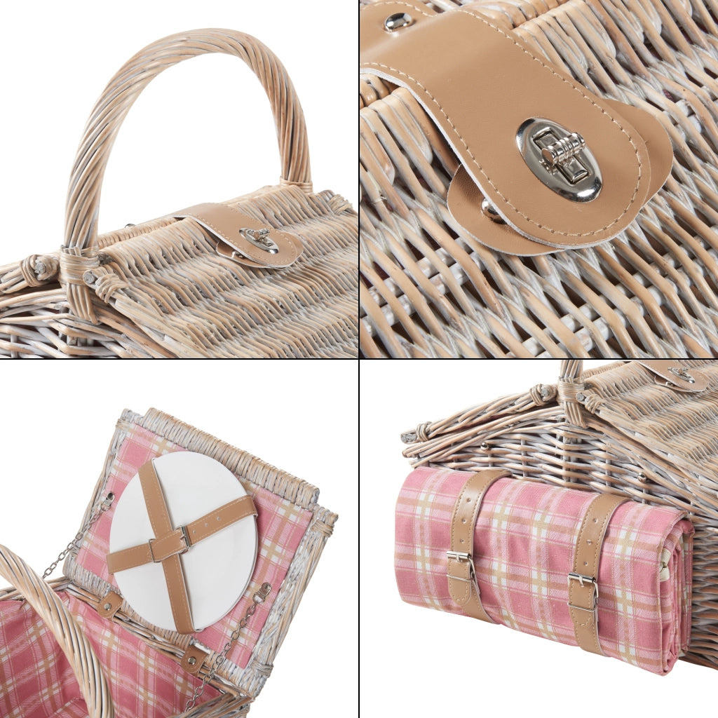 Cestino da Picnic Bucchianico per 2 Persone in Vimini con Accessori e Coperta casa.pro