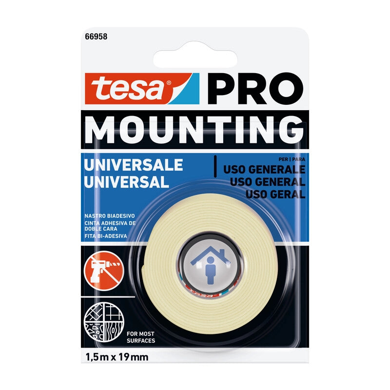 NASTRO BIADESIVO TESA MOUNTING PRO UNIV 19MMX1,5M- 12,0 pz