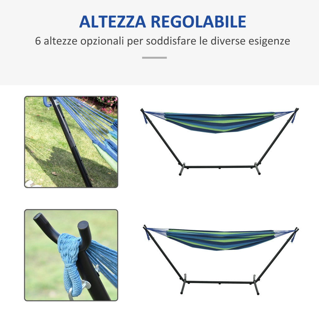 Amaca Autoportante con Supporto, Altezza Regolabile e Borsa di Trasporto, 298x117x105 cm, Verde