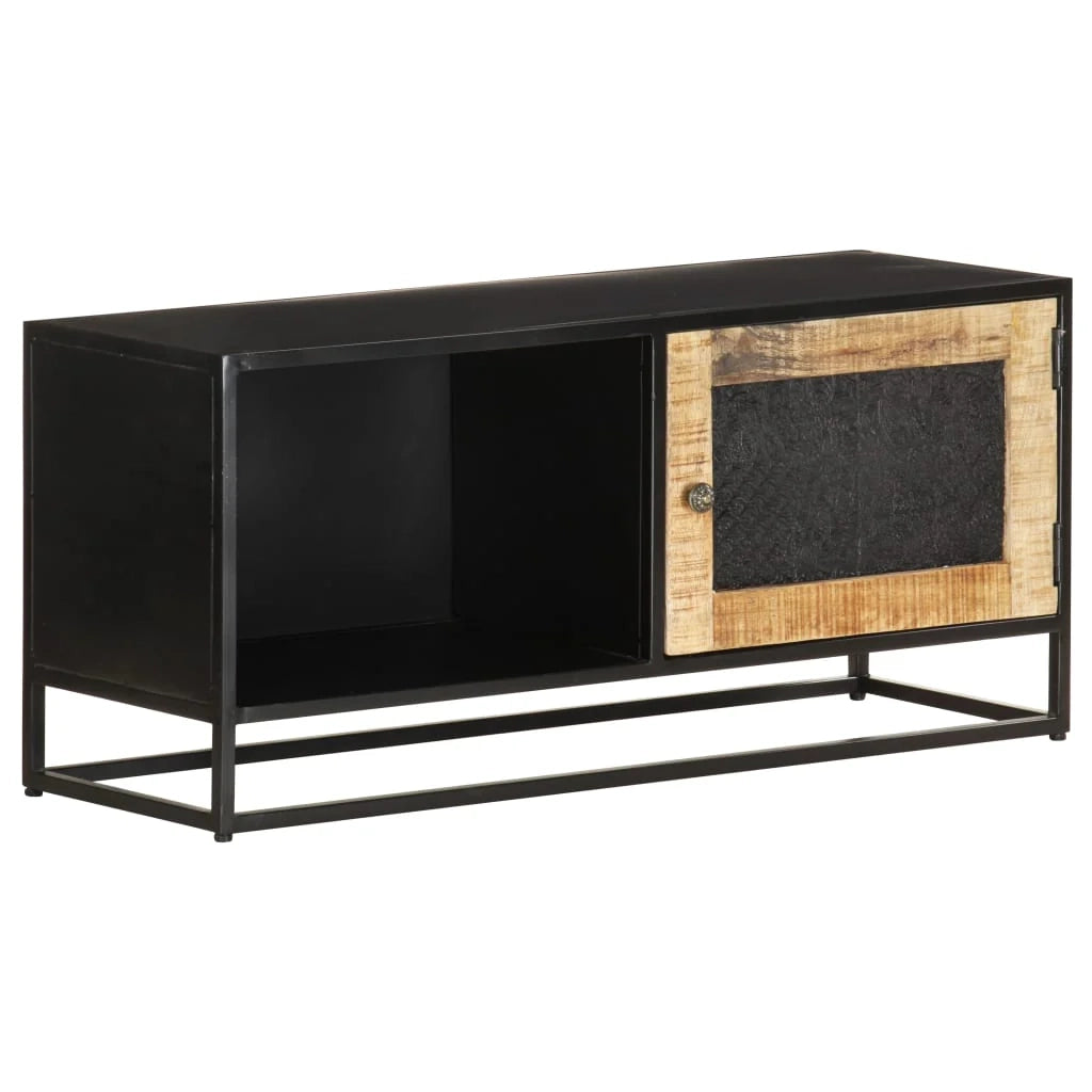 Mobile TV multimediale scaffale TV mobile TV sala da pranzo soggiorno camera da letto 90 x 30 x 40 cm legno di mango marrone grezzo 02_0026329