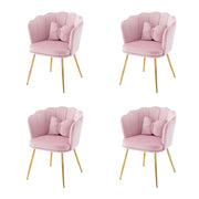 Sedia imbottita - con schienale a petalo e cuscino - in velluto rosa