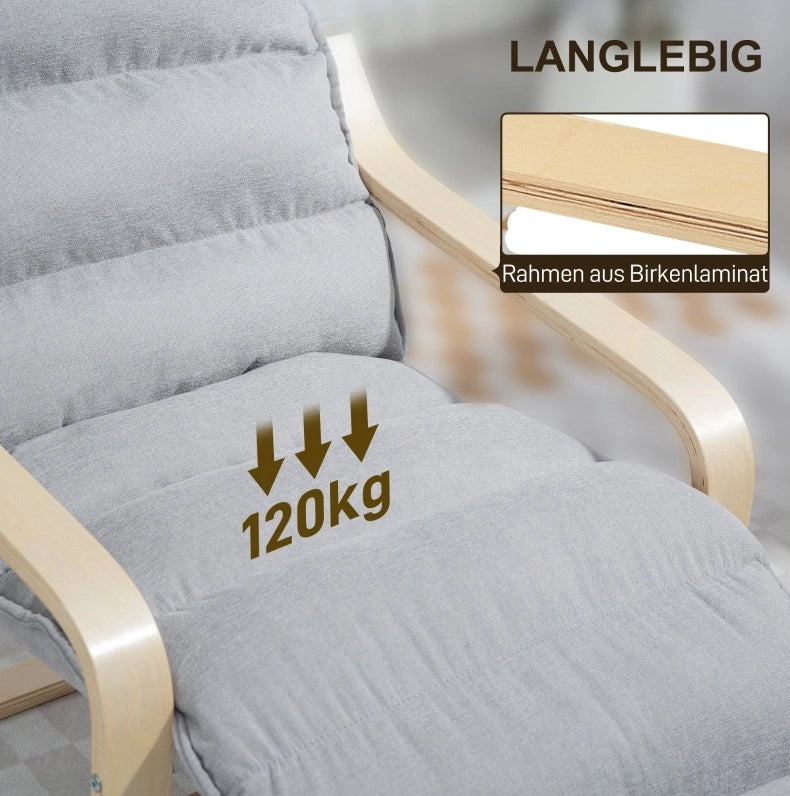 Poltrona relax grigio chiaro con poggiapiedi regolabile