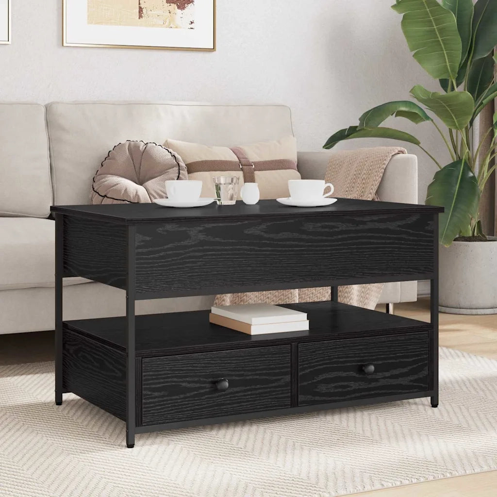 Tavolino da salotto con cassetto Rovere Nero 85 x 50 x 50 cm 883057