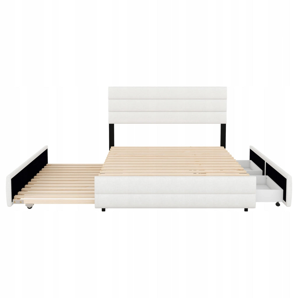 Letto 140x200 - Xylo - Beige con 2 cassetti senza materasso