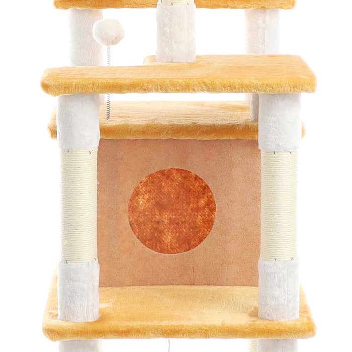 Fudajo Albero tiragraffi per gatti 164cm bianco/marrone con sisal e cuccetta