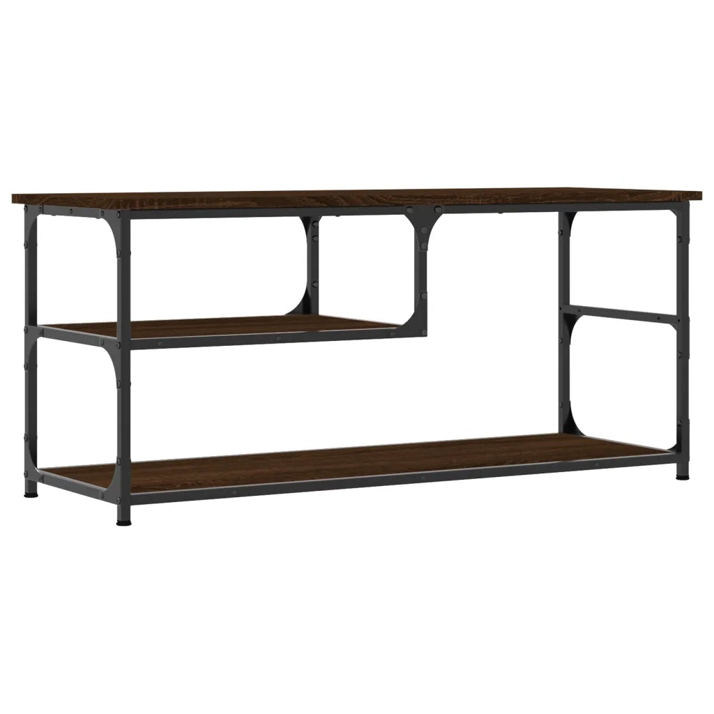 Mobile TV Rovere Marrone 103x38x46,5 Legno Multistrato Acciaio 831827