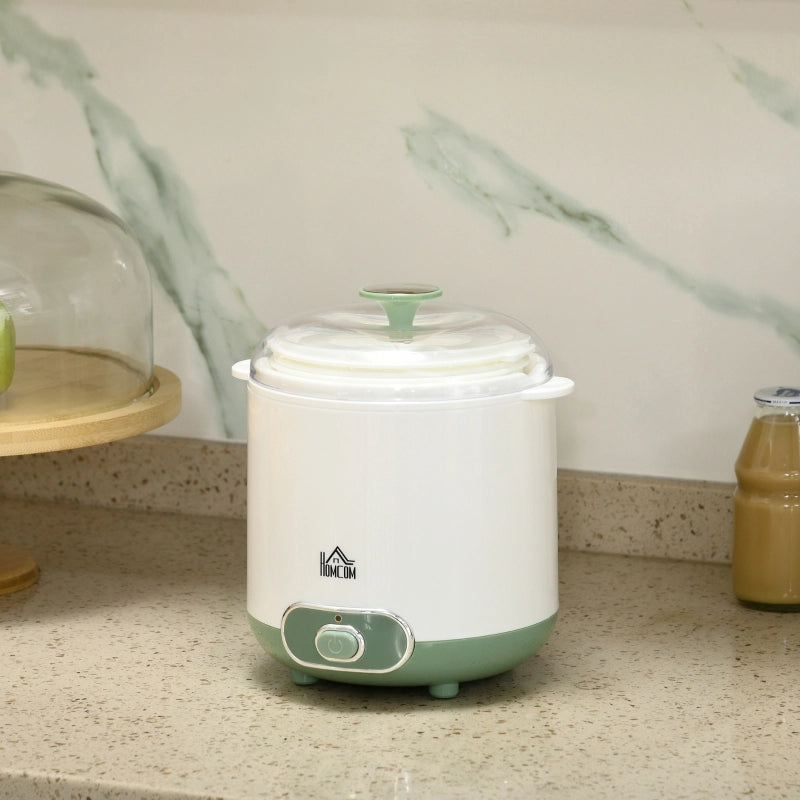 Yogurtiera da 1,5 L, con setaccio e coperchio, 20 W, ideale per yogurt greco, per 3-5 persone, dimensioni 19,5x17,5x21,4 cm, colore bianco.