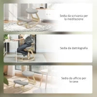 Sedia Inginocchiatoio con Movimento a Dondolo, in Tessuto e Legno di Betulla, 50x73x55 cm, Grigio