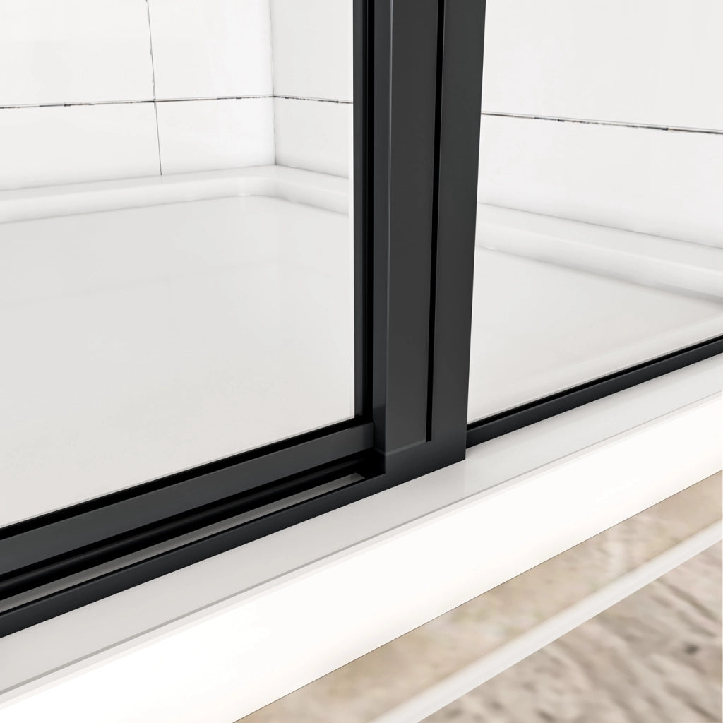 90x185 cm Box Doccia per Nicchia Porta Battente Verso Esterno in Vetro Temperato Trasparente Anticalcare 6 mm Profilo Nero Opaco