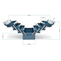 Cassetta portautensili in acciaio 530 x 200 x 250 mm con 7 scomparti e maniglia