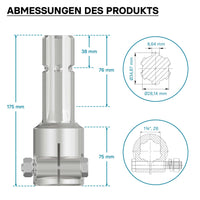 Boccola albero cardanico 175 mm Attacco albero scanalato 1 3/4" 6D Albero uscita 1 3/8" 6D Trattore