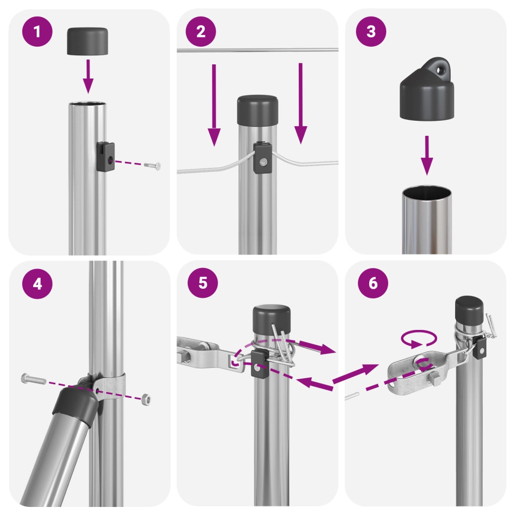 Posti per Recinzione 26 pz Ã˜32 mm 100 cm Acciaio Zincato