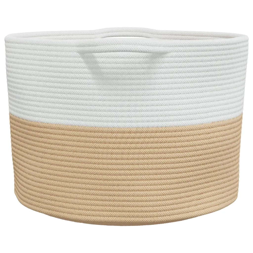 Cesto per Biancheria Beige e Bianco ?55x36 cm in Cotone CFW3512014