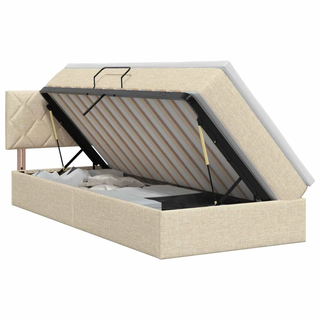 Letto con contenitore e materasso Crema 100 x 200 cm Velluto 3458668