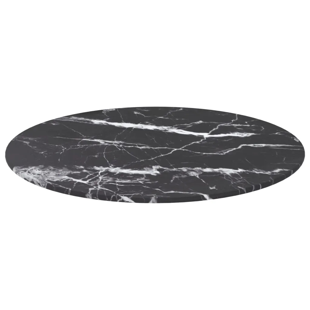 Piano per Tavolo | Superficie Tavolo | Piano Scrivania Nero ?50x0,8 cm Vetro Temperato Design Marmo
