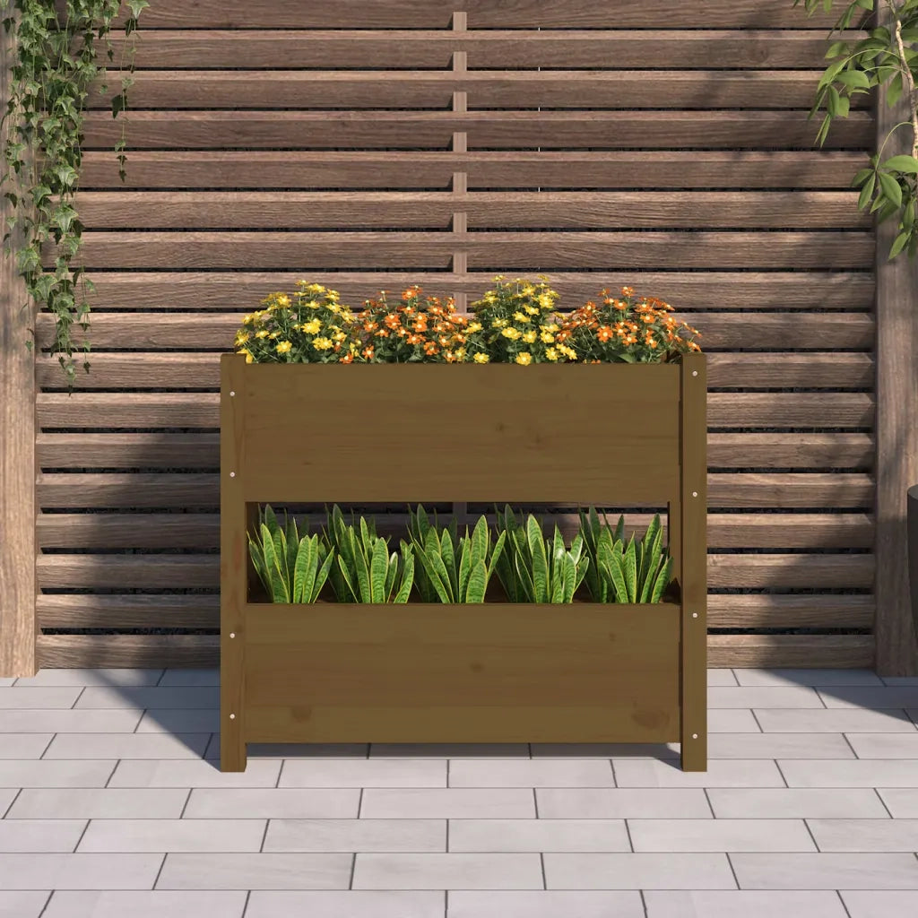 Fioriera Marrone Ambra 77x25x66 cm in Legno Massello di Pino 823944